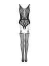 Body Obsessive G324 - lenjerie erotică din plasă cu portjartier și decupaje S-L (one size), negru