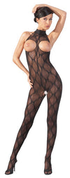 Bodystocking Open Bust – catsuit sexy din plasă cu decupaje provocatoare S-L (one size), negru