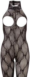 Bodystocking Open Bust – catsuit sexy din plasă cu decupaje provocatoare S-L (one size), negru