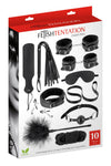 Set Fetish Tentation Coffret Bondage – Kit complet cu 10 accesorii pentru sesiuni BDSM, negru