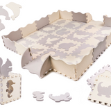 Covoraș din spumă puzzle 36 piese pentru izolare termică și protecție la joacă, 150x150 cm, gri/ecru