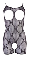 Bodystocking Cycling Shorts – catsuit sexy din plasă cu decupaje provocatoare L/XL, negru