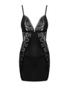Set de lenjerie intimă Maderris - rochie provocatoare cu decolteu din dantelă și chiloți tanga, negru
