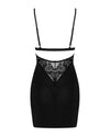 Set de lenjerie intimă Maderris - rochie provocatoare cu decolteu din dantelă și chiloți tanga, negru