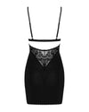 Set de lenjerie intimă Maderris - rochie provocatoare cu decolteu din dantelă și chiloți tanga, negru