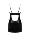 Set de lenjerie intimă Norides – rochie din vinil cu dantelă, decolteu sexy și chiloți tanga XL/2XL, negru