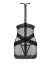 Set de lenjerie intima Lacrisia - rochie seducatoare cu insertii din dantela și chiloti crotchless M/L, negru