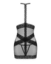Set de lenjerie intima Lacrisia - rochie seducatoare cu insertii din dantela și chiloti crotchless M/L, negru