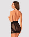 Set de lenjerie intima Lacrisia - rochie seducatoare cu insertii din dantela și chiloti crotchless M/L, negru