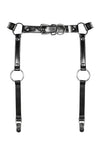 Accesoriu erotic Harness Garter Belt A741 - portjartier provocator din vinil cu bretele reglabile si insertii metalice One Size (marime universala), negru