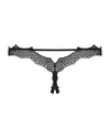Chiloți Bravelle - tanga sexy din dantelă cu accesoriu și decupaje provocatoare, negru