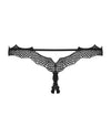 Chiloți Bravelle - tanga sexy din dantelă cu accesoriu și decupaje provocatoare, negru