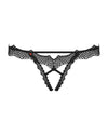 Chiloți Bravelle - tanga sexy din dantelă cu accesoriu și decupaje provocatoare, negru