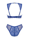 Set de lenjerie intimă Giselia - compleu sexy cu sutien și chiloți din dantelă fină, albastru