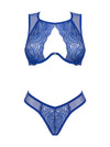 Set de lenjerie intimă Giselia - compleu sexy cu sutien și chiloți din dantelă fină, albastru