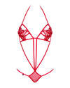 Body Luiza Teddy – lenjerie erotica sexy din dantelă cu decupaje provocatare S/M, rosu