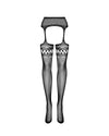 Dres Feisty Garter Stockings S214 din plasa fina cu model sexy, portjartier si decupaje - marime universala (one size), negru
