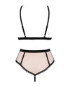 Set de lenjerie intima Lilines - compleu sexy cu sutien din dantela si chiloti brazilieni cu detalii contrastante S/M, roz