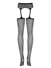 Dres Outstanding Garter Stockings S207 din plasa fina cu model sexy, portjartier si decupaje - marime universala (one size), negru