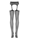 Dres Outstanding Garter Stockings S207 din plasa fina cu model sexy, portjartier si decupaje - marime universala (one size), negru
