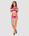 Set de lenjerie intima Delishya - compleu provocator cu sutien, chiloti si portjartier L/XL, mov
