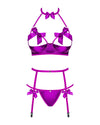 Set de lenjerie intima Delishya - compleu provocator cu sutien, chiloti si portjartier L/XL, mov
