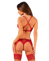 Set de lenjerie intima Lacelove – compleu erotic cu sutien, chiloti si portajartier din dantela, rosu