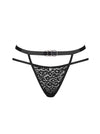 Chiloți Bagirela – tanga transparent cu decupaje sexy, imprimeu animal print și accesorii metalice, negru