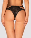Chiloți Bagirela – tanga transparent cu decupaje sexy, imprimeu animal print și accesorii metalice, negru