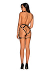 Accesoriu erotic Spicy Harness A762– portjartier provocator din vinil cu bretele reglabile si insertii metalice XL/XXL, negru
