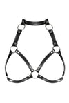 Accesoriu erotic Spicy Harness A740 Obsessive – ham provocator din vinil cu bretele reglabile si insertii metalice One Size (marime universala), negru