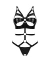 Body Armares – lenjerie erotică din vinil cu decupaje sexy si detalii metalice, negru