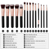 Set 14 pensule de machiaj profesionale pentru ingrijirea frumusetii, ideal pentru aplicarea make-up-ului cu precizie in zona ochilor, buzelor si fetei, Negru