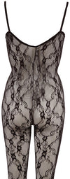 Bodystocking – catsuit sexy din plasă cu dantela si decolteu provocator L/XL, negru
