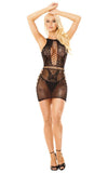 Rochie Lilou – lenjerie erotică din plasă fină cu decupaje și model sexy S-L, negru