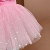 Costum de balet, gimnastica sau dans pentru fete: set body bumbac si fusta tutu roz cu aplicatii stralucitoare