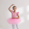 Costum de balet, gimnastica sau dans pentru fete: set body bumbac si fusta tutu roz cu aplicatii stralucitoare