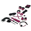 Set Master & Slave Bondage Game – Kit 10 accesorii BDSM pentru jocuri erotice, Animal Print Magenta