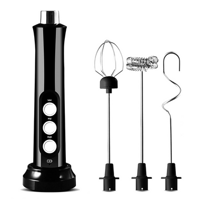 Mixer spumă lapte cu 3 teluri interschimbabile, încărcare wireless și acumulator incorporat, 3 trepte de vitez
