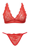 Set de lenjerie intima – compleu sexy cu sutien si chiloti din dantela S/M, rosu