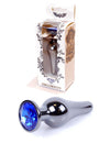 Dop anal Jewellery Dark Silver Butt Plug 9.5 cm, albastru