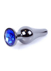 Dop anal Jewellery Dark Silver Butt Plug 9.5 cm, albastru