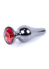 Dop anal Jewellery Dark Silver Butt Plug 9.5 cm, rosu