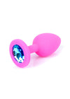 Dop anal Light Blue Diamond Jewellery Butt Plug Small 7 cm, silicon roz