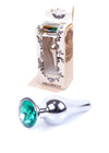 Dop anal Jewellery Silver Butt Plug 9.5 cm, verde
