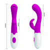 Vibrator punctul G BRUNO cu stimulator clitoris si 7 moduri de vibratii, flexibil, silicon premium, roz