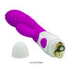 Vibrator punctul G BRUNO cu stimulator clitoris si 7 moduri de vibratii, flexibil, silicon premium, roz