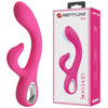 Vibrator G-spot FRITZ cu stimulator clitoris si 12 moduri de vibratii, incarcare USB, flexibil, silicon premium, roz