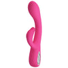 Vibrator G-spot FRITZ cu stimulator clitoris si 12 moduri de vibratii, incarcare USB, flexibil, silicon premium, roz