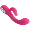 Vibrator G-spot FRITZ cu stimulator clitoris si 12 moduri de vibratii, incarcare USB, flexibil, silicon premium, roz